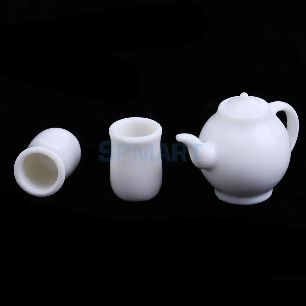 

1/12 Scale Miniature Tea Pot Cups Set Tableware for Dolls House Living Room Kitchen Accessory Life Scene Decor Pretend Play Toys