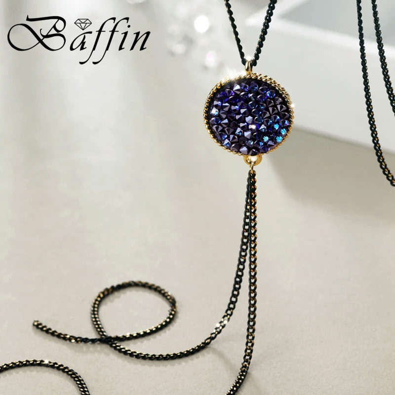 Женские ожерелья цепочки BAFFIN с синими кристаллами Длинная подвеска Swarovski