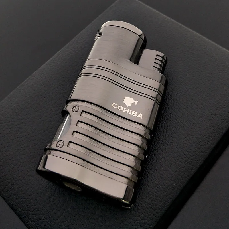 

COHIBA Metal 4 TORCH JET FLAME CIGAR CIGARETTE LIGHTER PUNCH GRAY
