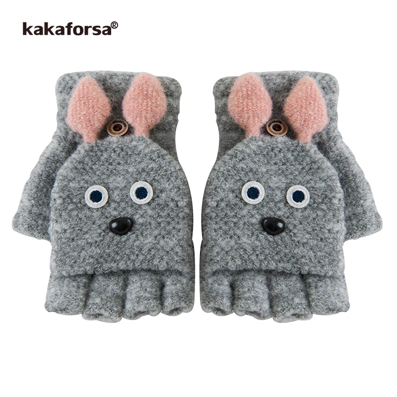 Kakaforsa женские перчатки без пальцев кролик трикотажные Прихватки для мангала Женская зимняя Вязание Теплые наручные ручной прихватки