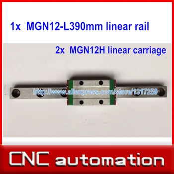 

12mm linear guide MGN12 L 390mm linear rail with 2pcs MGN12H linear carriages block for CNC DIY and 3D printer XYZ cnc