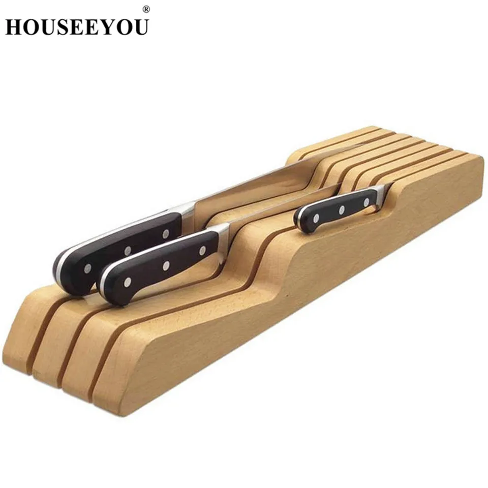 Деревянный кухонный держатель для ножей HOUSEEYOU из дуба ящик хранения посуда