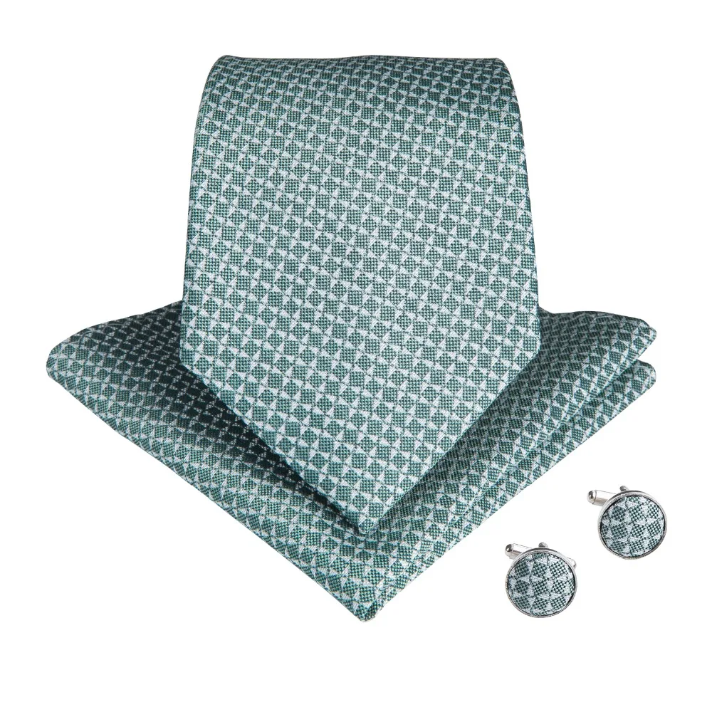 Наборы шейных платков зеленый темно-синий мужской галстук, шейный платок и запонки клип шёлковый жаккардовый тканый галстук Карманный квадратный SJT-7152