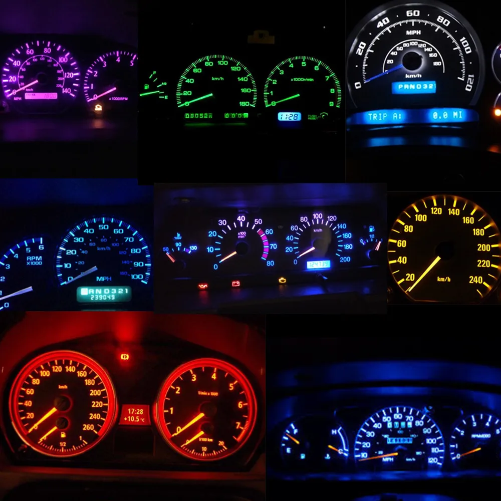 WLJH 10pcs Super Bright Red 3030SMD T5 74 Canbus Led WedgeBulb Dashboard Gauge Cluster LED Light Instrument Panel Indicator Lamp Bulbs