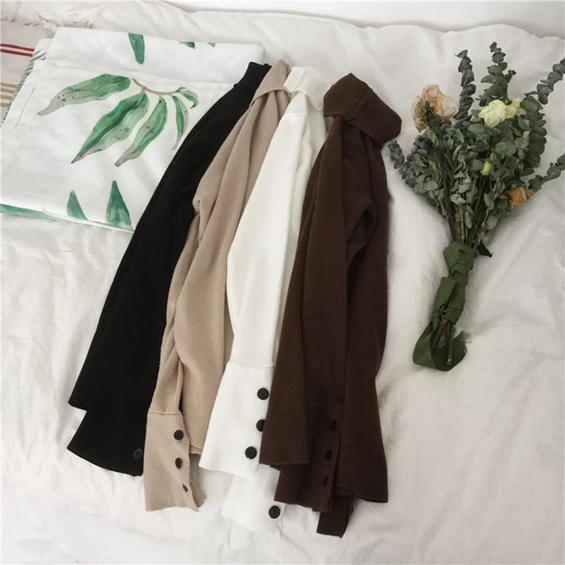 2018 Turtleneck Sweater Women Pullovers Core Yarn Soft Comfortable Autumn Winter Shirts Korean Fashion Button Long Sleeve Tops 2018 Turtleneck Sweater Women Pullovers Core Yarn Soft Comfortable Autumn Winter Shirts Korean Fashion Button Long Sleeve Tops