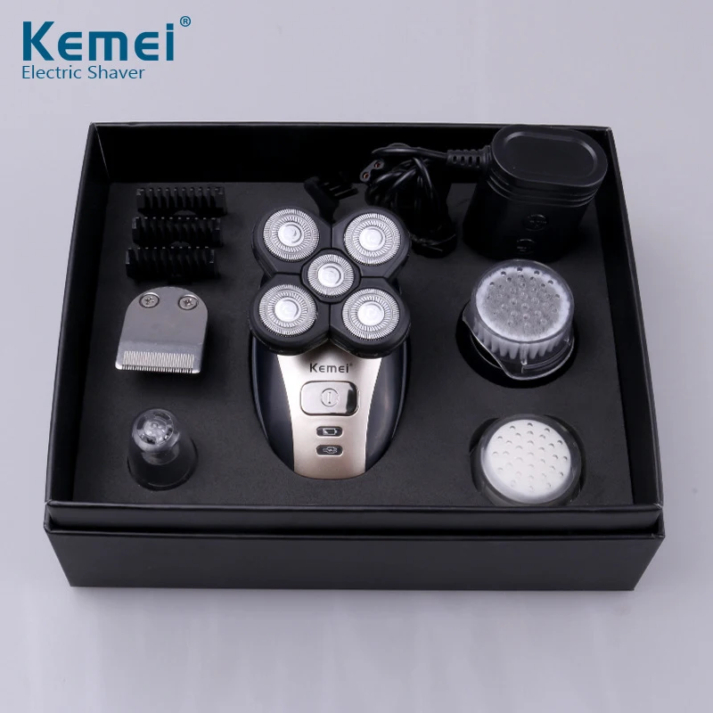 Kemei KM-1000 5 в 1 электробритва перезаряжаемая 5 лезвий бритва, нос ушные волосы триммер для бороды 5D машинка для стрижки волос уход за лицом для