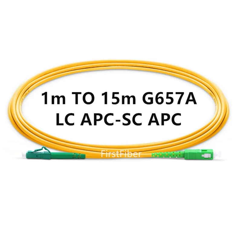 LC APC to SC APC Fiber Patch Cable G657A, Jumper, Patch Cord Simplex 2.0mm PVC OS2 SM Bend Insensitive 1m 2m 3m 5m 10m 15m faso 50pcs sc apc fiber optic patch cord single mode sx core 3 0mm green lszh jacket optical fiber jumper 1m 2m 3m 5m 10m