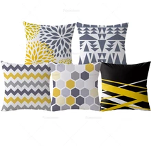 Желтые декоративные подушки геометрический чехол для подушек серый геометрический чехол для подушек домашний декор в скандинавском стиле бархатные подушки для дивана