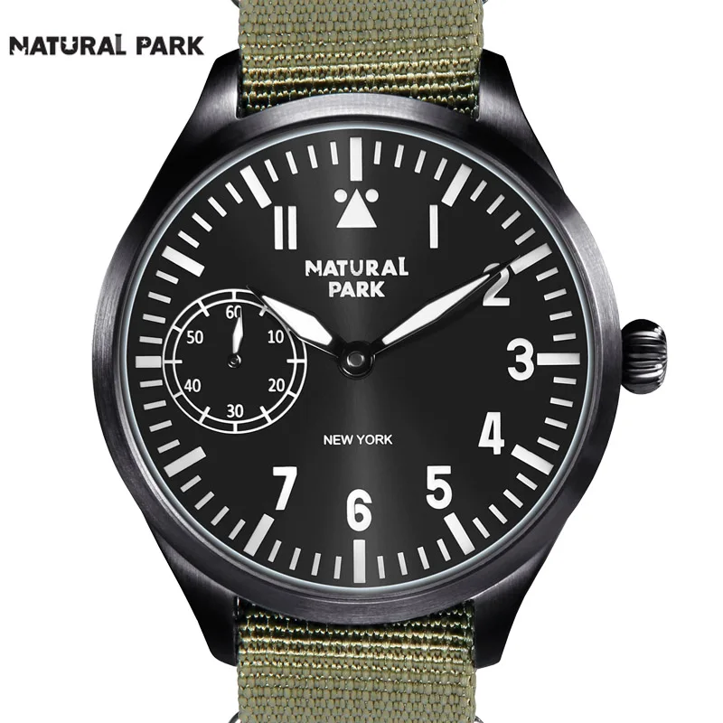 Natural Park Classic Black Dial Luxury Military Watches Men Automatic
