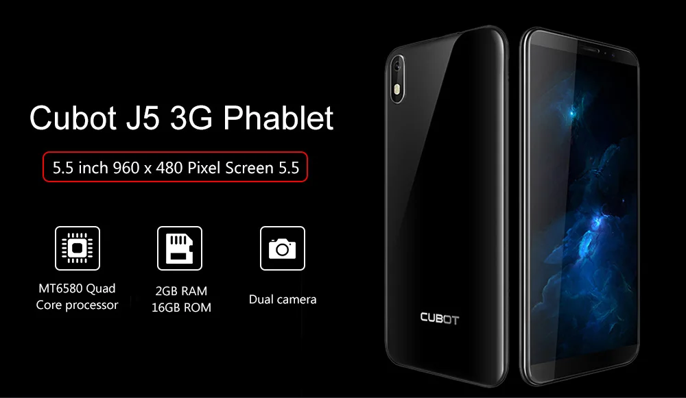 Cubot J5 четырехъядерный 2 ГБ 16 ГБ Android 9,0 смартфон 5,5 дюймов 18:9 полный экран MT6580 две sim-карты 2800 мАч 8MP+ 5MP 3g мобильный телефон