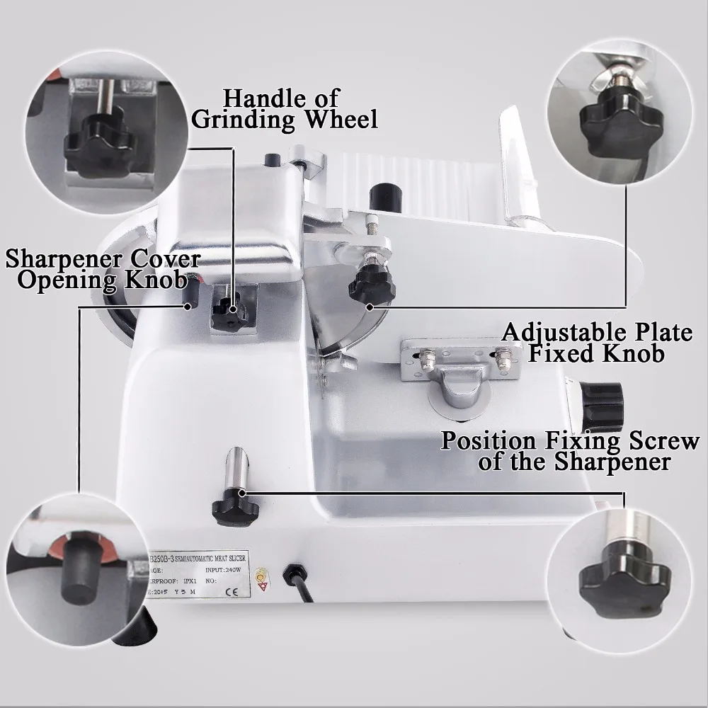 

Cheese Slicer Meat Slicer 10" Blade Deli Meat Grinder 240W 530RPM Food Cheese Electric Slicer