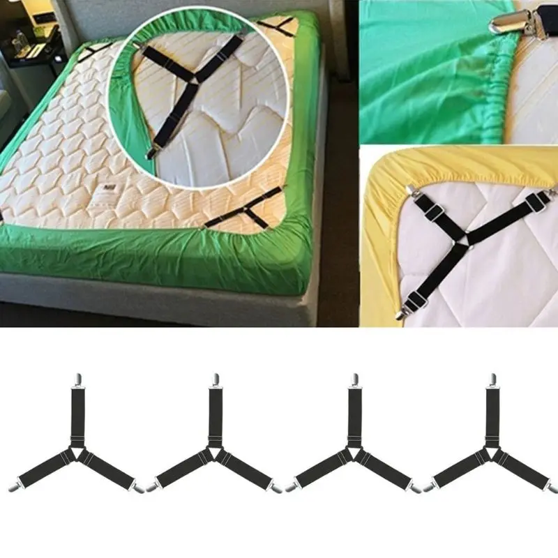8pcs Triangle Bed Sheet Mattress Holder Fastener Grippers Clips Suspender Straps Adjustable Bed/Fitted Sheet Straps