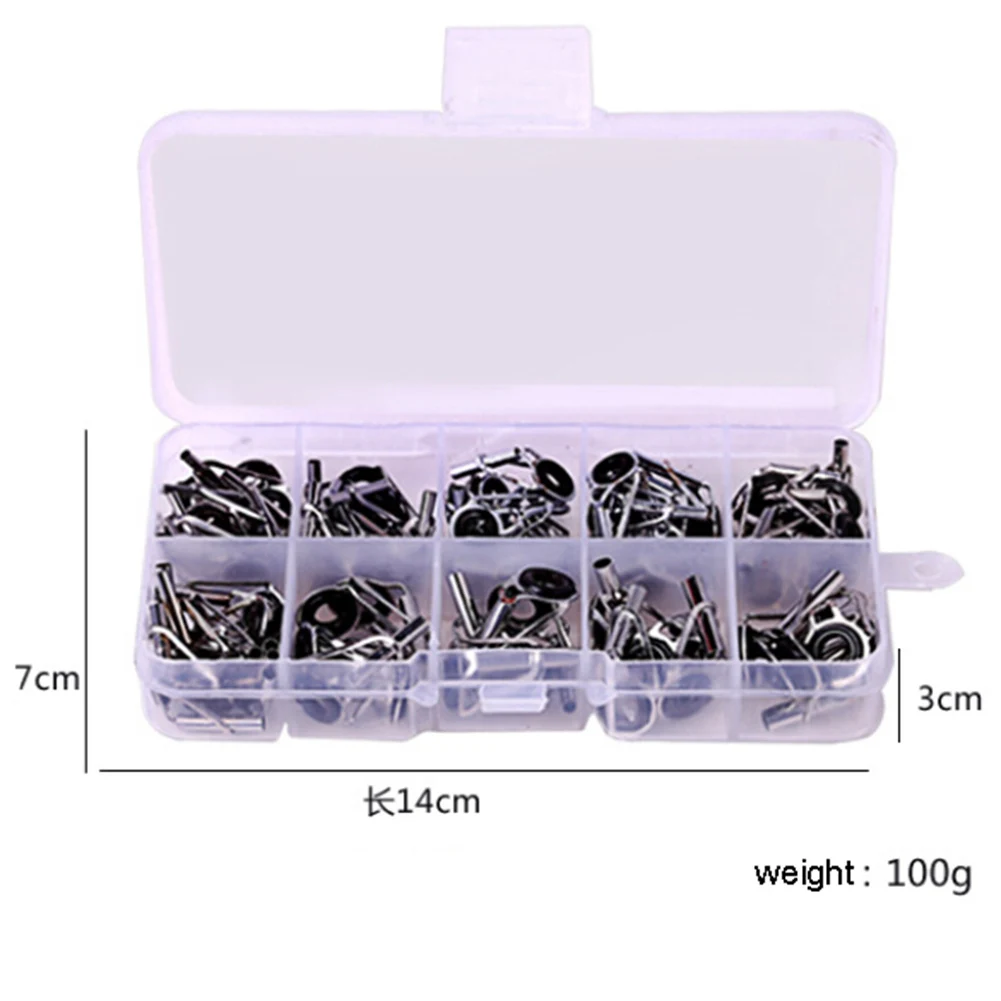 80pcs/box Telescopic Fishing Rod Guide Tip Repair Kit Rod DIY Eye Rings Fishing Rod Guide Ring Fishing Tackle