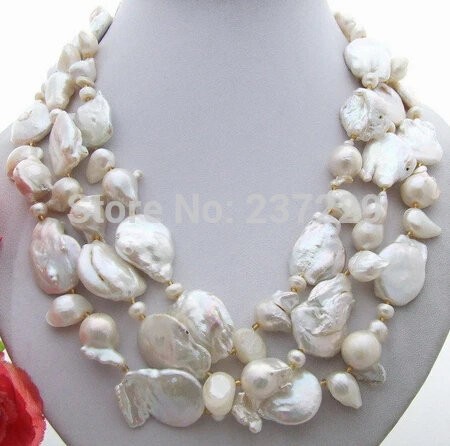 

HOT## Wholesale price > ^3Strds 20MM Keshi White Pearl Necklace