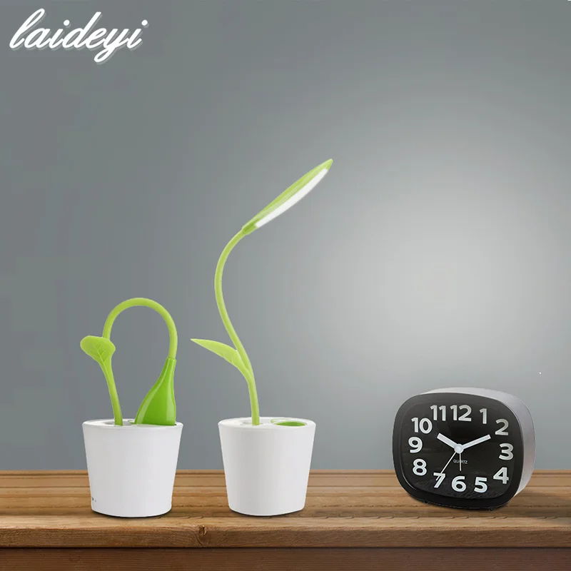 Prix LAIDEYI 3 Niveau Dimmable USB Lampe de Bureau Mignon Gaules Stylo Contenant Conception LED Table Lampe Flexible Réglable Lecture A Mené La Lampe