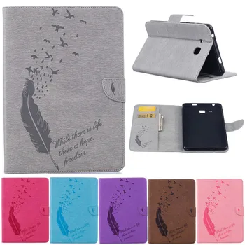 

For Samsung Galaxy Tab A 7.0" T280 T285 Cartoon Bird Feather PU Leather Stand Cover Case Tablet Protective Cover Fundas Coque