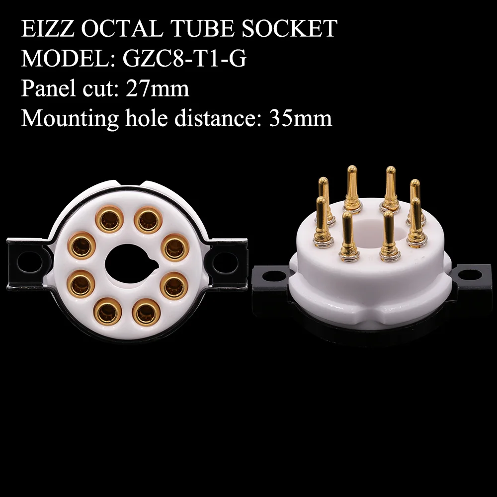 EIZZ высококачественный керамический 8-контактный восьмиконтактный разъем для вакуумной трубки с золотыми латунными контактами Для EL34 KT88 6550 6V6 274B 6L6 Hifi ламповый усилитель DIY 1 шт - Цвет: GZC8-T1-G