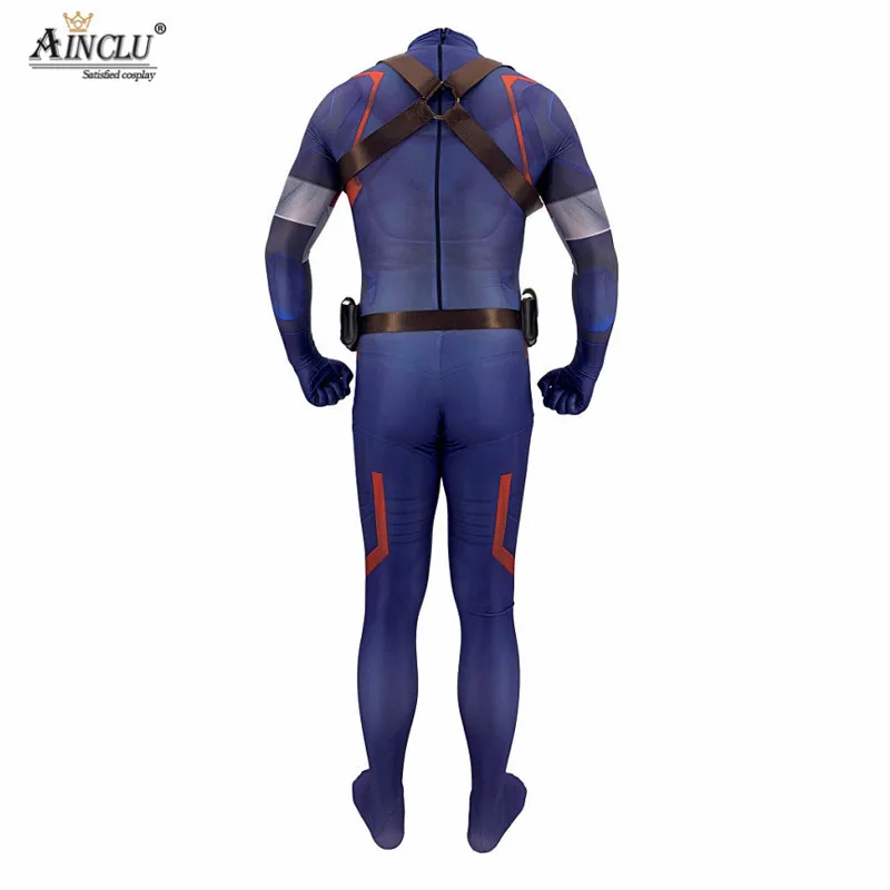 Newest Adults Kids Avengers Endgame Captain America Cosplay Costumes Bodysuits 3D Printed Lycra Zentai Jumpsuits with Belt/Strap