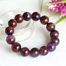 Натуральный Фиолетовый Красный Кристалл Auralite супер-23 отделка стрейч мужской браслет Круглый с большими бусинами 14 мм