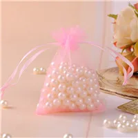 Мешочек для мелких украшений 100 шт./лот 7x9 см красочные Bolsas De органза сумка для свадебных сувениров и подарков Упаковка может логотип на заказ - Цвет: Pink