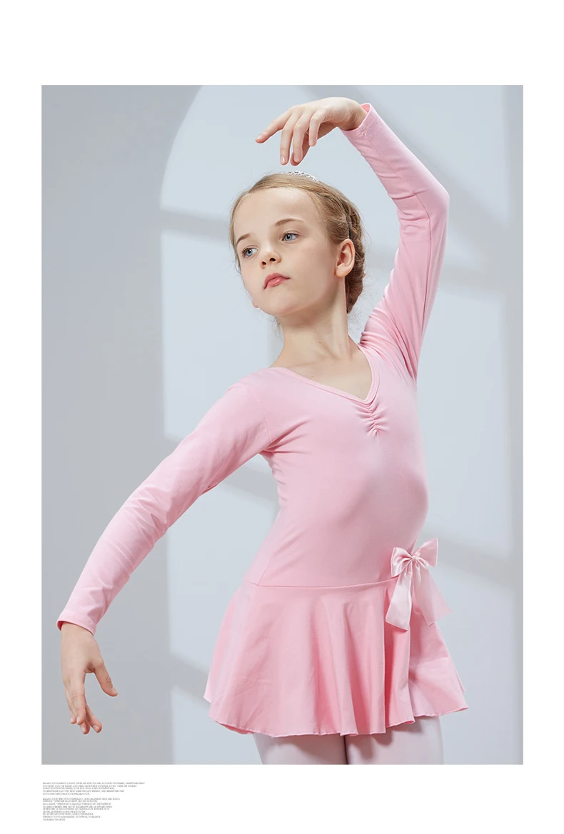 Балет Чесаный хлопок балетное платье пачка балетные костюмы для обувь девочек Дети Тюль с длинным рукавом танец гимнастика трико