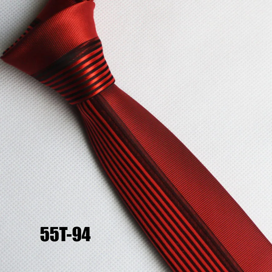 Lingyao Мужской дизайнерский облегающий галстук для жениха, Свадебный полуоднотонный красный с черными вертикальными полосками в подарочной коробке - Цвет: Черный