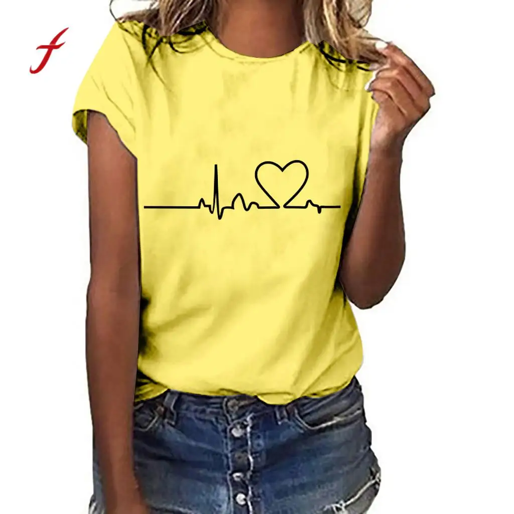 

t shirt Women Girls Plus Size heart Print Tees Vogue Top Short Sleeve o neck T-shirt Woman Tee Tops Casual Female T-shirts