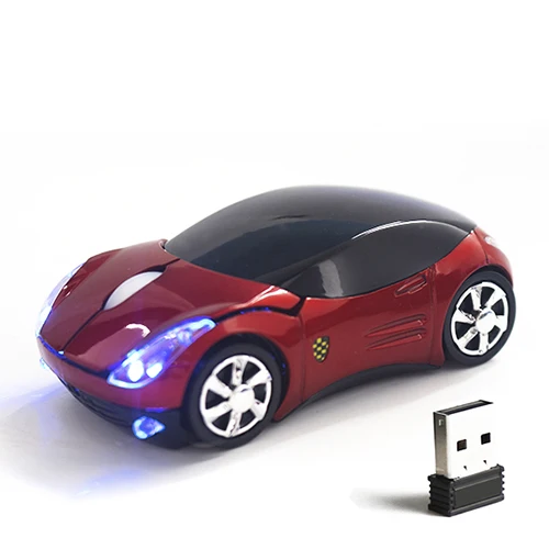 Red Sovawin 1200 dpi 2,4G Беспроводная мини-мышь в форме автомобиля USB оптическая мышь светодиодный свет для ПК ноутбука компьютера домашнего офиса использования - Цвет: Red