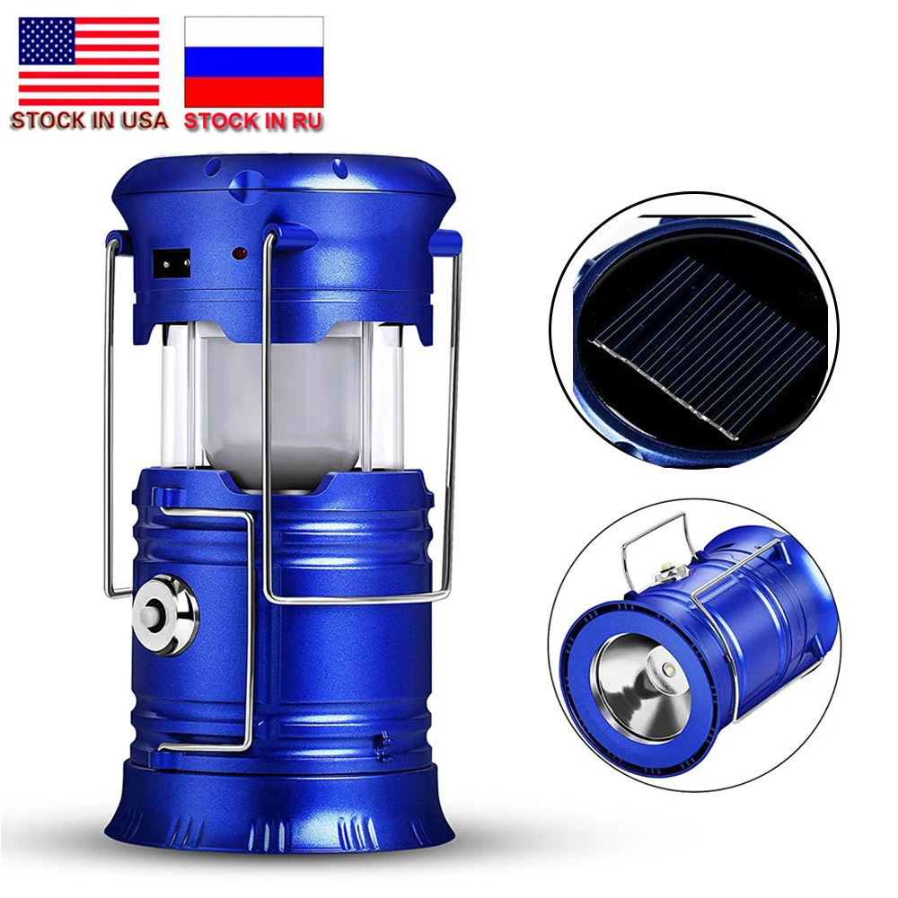 

RU ZK50 Rechargeable Camping Light 6 LEDs Solar Camping Lantern Tent Lights Classic Style for Outdoor Camping