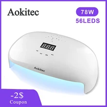 Aokitec 78 Вт/36 Вт Сушилка для ногтей УФ светодиодная лампа Гель-лак отверждения инфракрасный датчик таймер Смарт ЖК-лампы дисплея для маникюра ногтей