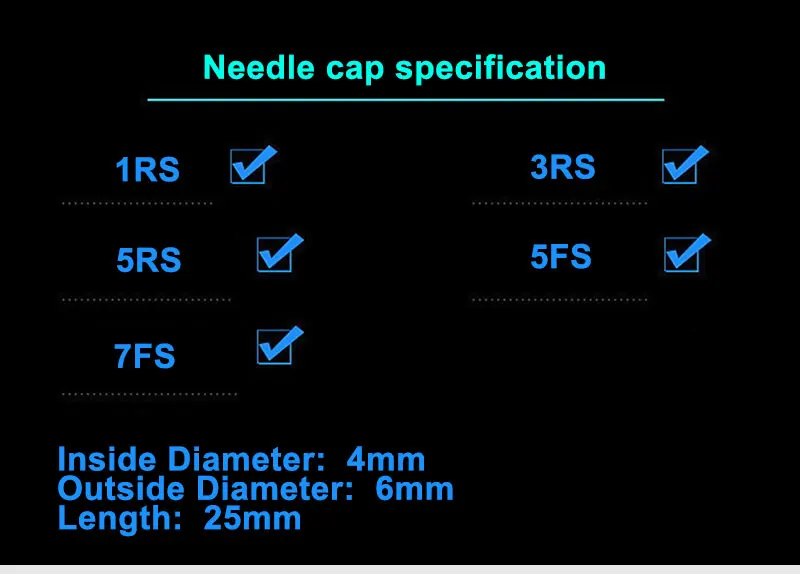 500 шт. иглы для станков для перманентного макияжа и колпачки для игл имеют большой колпачок и маленький наконечник для игл универсальная модель