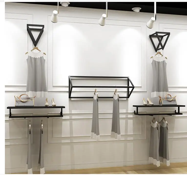 Ретро магазин одежды напольное покрытие витрины-установленный мужской и женский магазин стеллажная выкладка одежды стойки