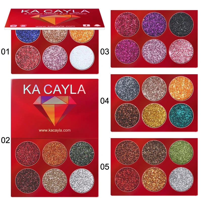 

Glitter Eyeshadow Pallete Makeup Cosmetic Set Eye Shadow Palette 6 Colors Shimmer Shining Eyes Pigmented Powder