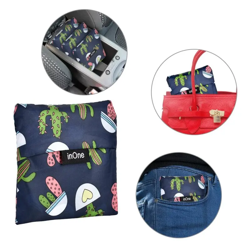 INONE 2019 Women Foldable Shopping Bag Tote Pouch Portable Reusable Grocery Storage Eco Bags Cactus Flamingo Dots Free Shipping INONE 2019 Women Foldable Shopping Bag Tote Pouch Portable Reusable Grocery Storage Eco Bags Cactus Flamingo Dots Free Shipping