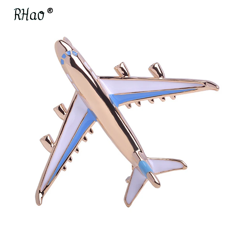 

Cute Little Airplane Brooch Blue Enamel Gold-color Metal Brooches Pin Model Jewelry Suit Clothes Clips