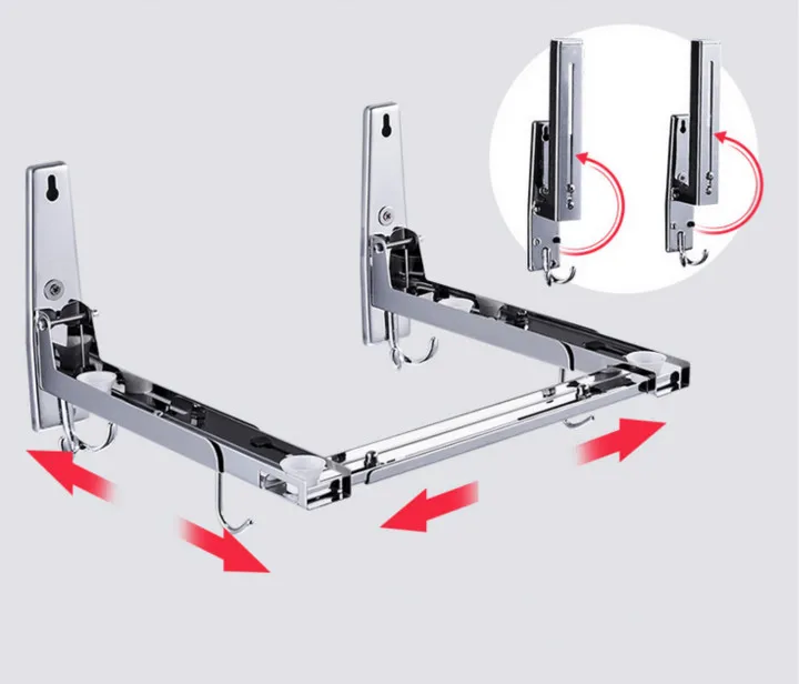 Нержавеющая сталь настенное крепление микроволновая печь кронштейн Делюкс с подставкой и крюк регулируемый съемный крепкий и прочный Простота установки полка для микроволновки товары для кухни