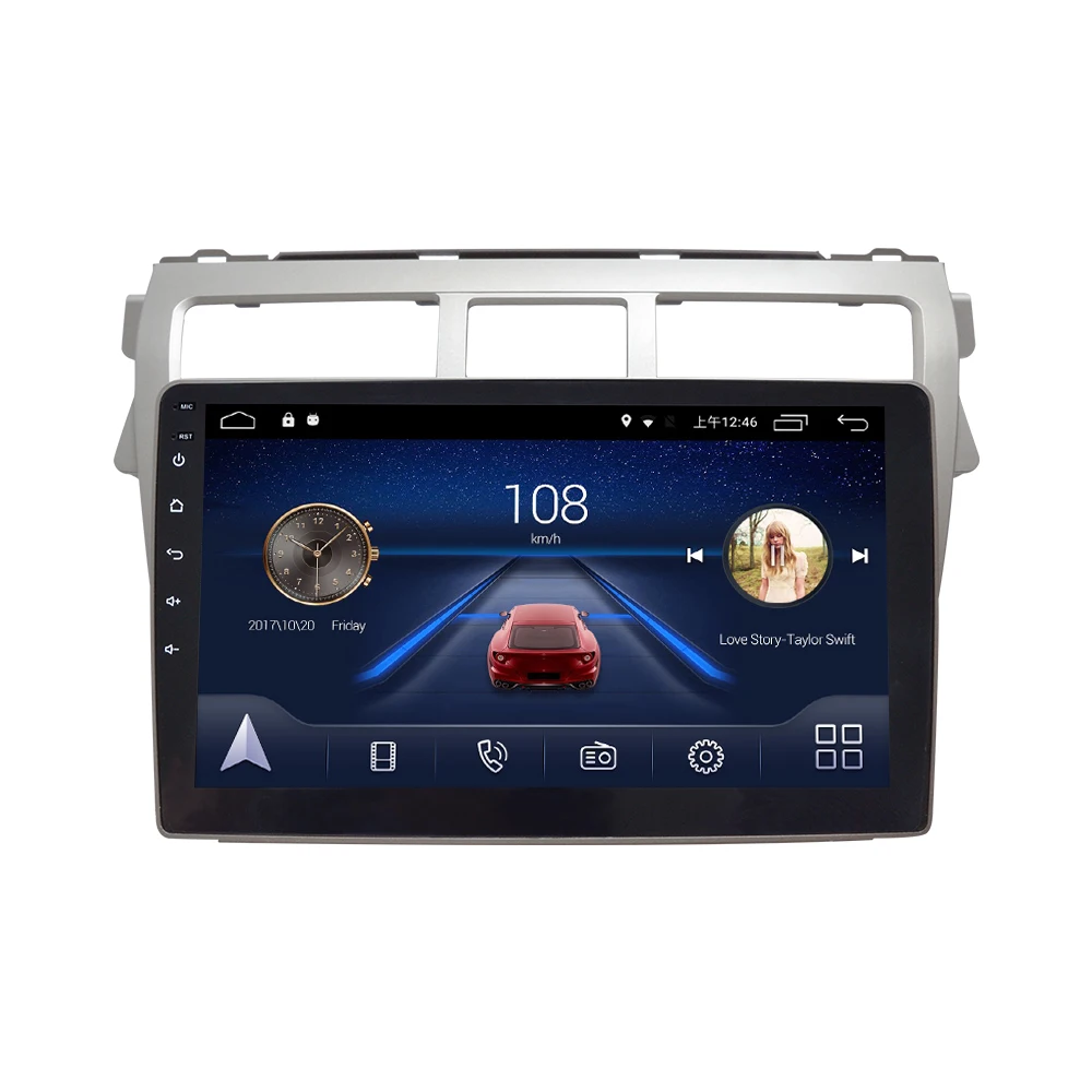 Excellent 4G LTE Android 9.0 car gps multimedia video radio player in dash for Toyota vois 2011 2008-2013 years navigation stereo 0