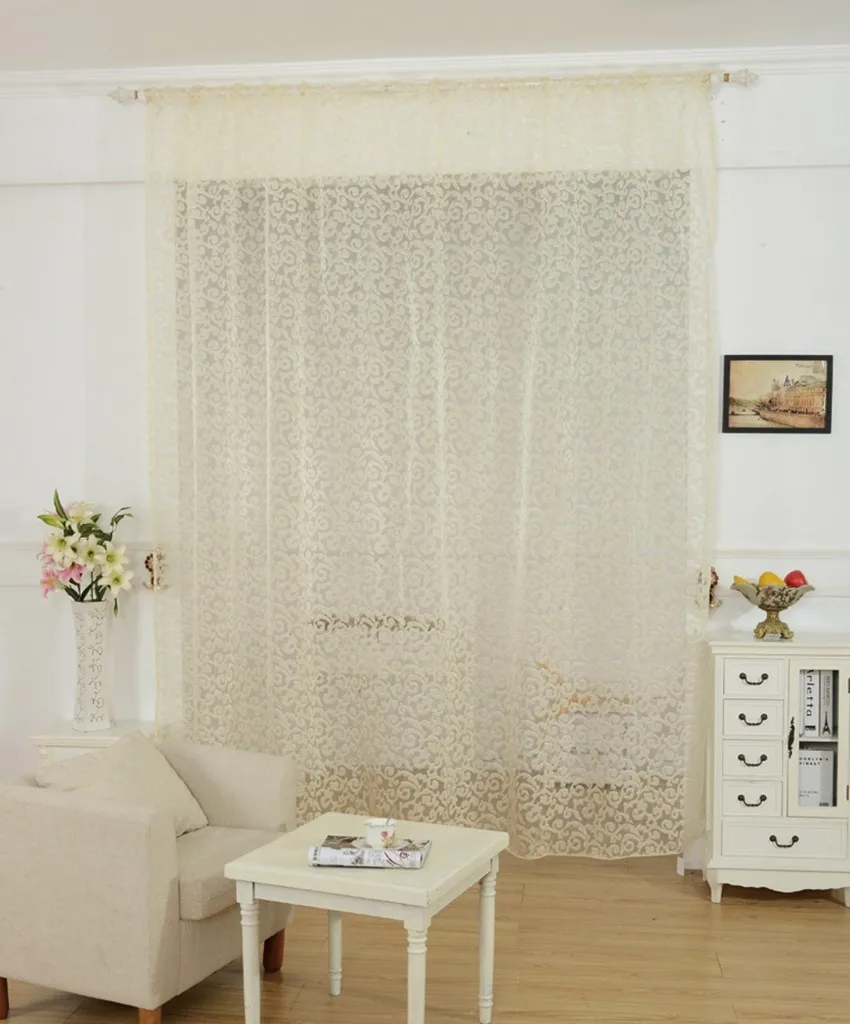 NAPEARL Европейский стиль жаккардовые дизайн украшения дома Современные тюль ткани органзы sheer панель обработки окна белый