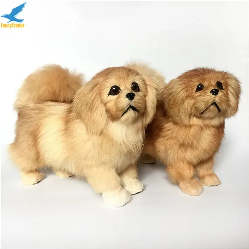 Fancytrader Lifelike Animal Pekingese Dog Plush Toy Stuffed Soft Cuddly Simulation Pet Dog Home Decoration Great Gift 2 Colors (2)