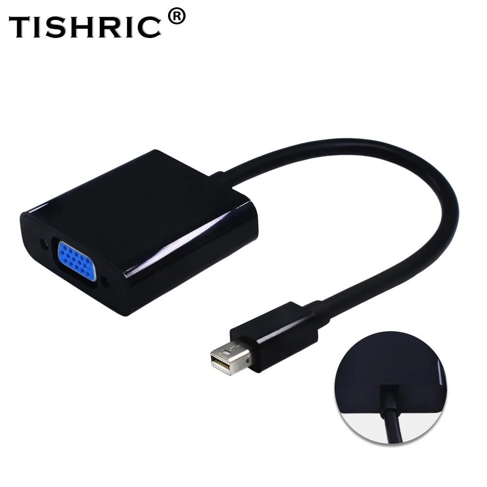 

TISHRIC Mini Thunderbolt Mini DisplayPort Display Port Mini DP To VGA Cable Adapter Converter 1080P For MacBook Air Pro iMac