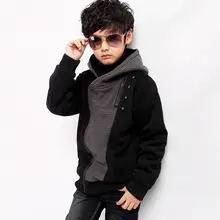 Children’s Clothing Boys Hoodies & Sweatshirts 2018 Autumn New Fashion Hooded Patchwork Plus Velvet Boy Outwear Coat 140-170