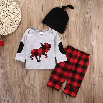 

3PCS Set Newborn Baby Girls Boys Clothes Set Tops T-Shirt Long Pants Hat Casual Baby Boy Outfits Clothes