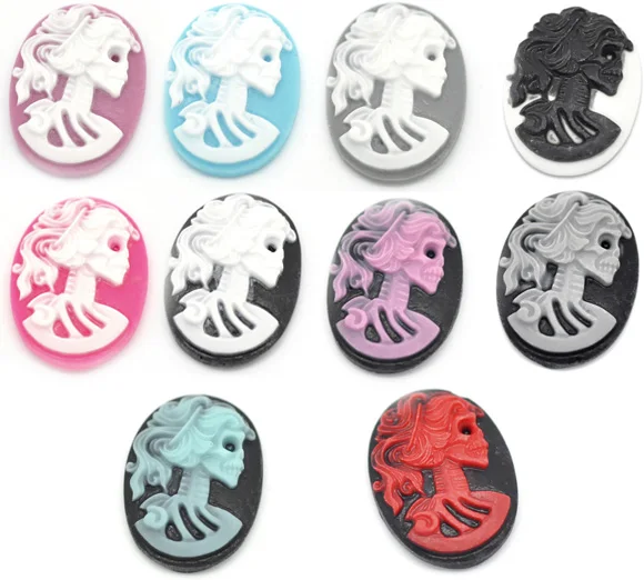 

20Pcs Mixed Skull Head Resin Beads Decoration Crafts Flatback Cabochon Scrapbooking Fit Phone Embellishments Diy Accessories