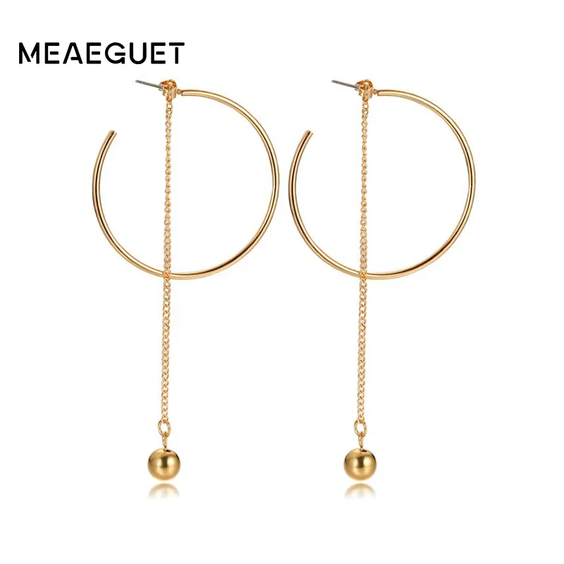 

Meaeguet Simple Open Round Tassel Drop Earrings For Women Romantic Ear Line Fashion Jewelry 2 Colors Borla Brincos