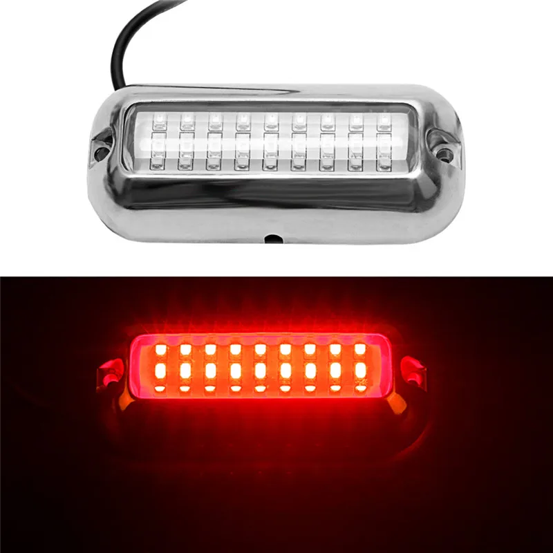 Горячая новинка 42LED 27LED подводная лодка транца свет Понтон Лодка транца свет водонепроницаемый Нержавеющая сталь - Цвет: 27LED Red