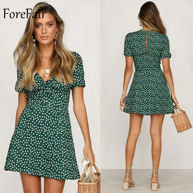 Forefair Retro Bohemian Beach Dress Women Summer Sexy A Line (6)