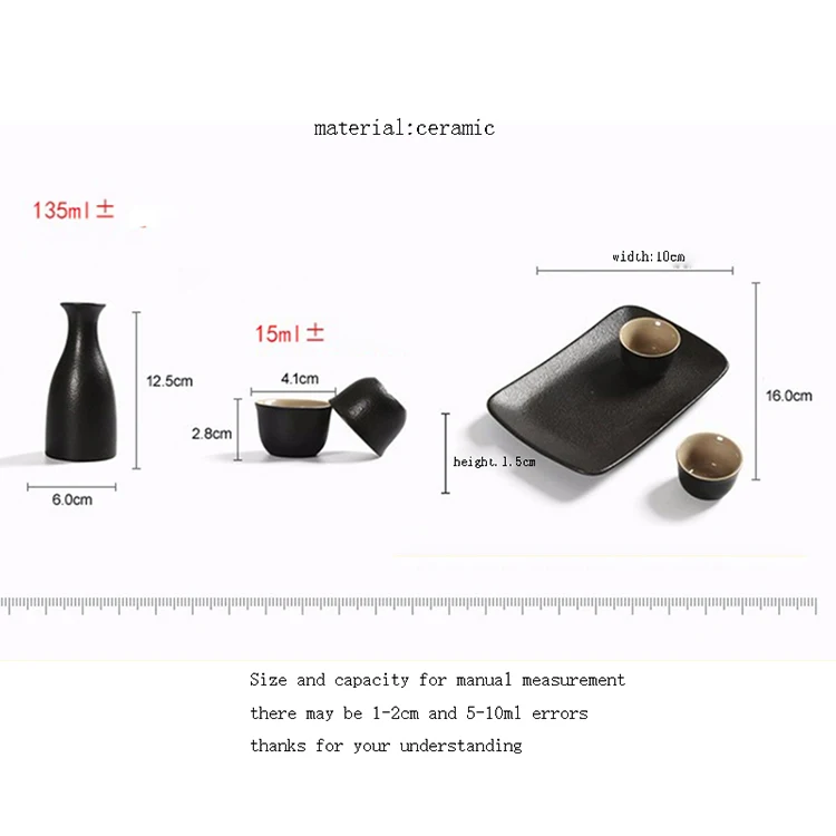 Японский стиль креативный черный керамический чайник винный набор небольшой чаши для Саке хип-колба лоток теплый чай база чайная чашка ликер чайник
