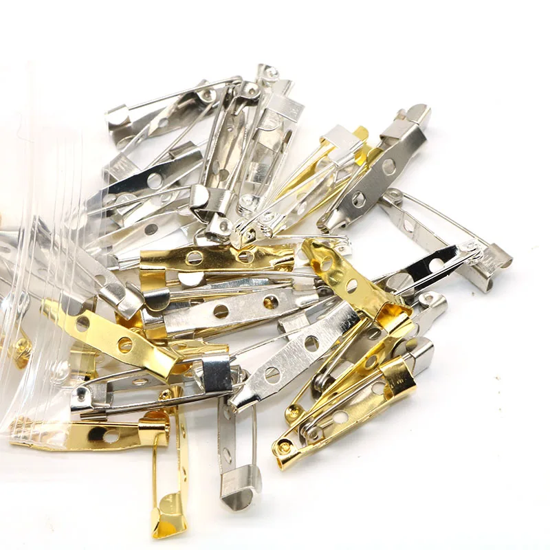 

25mm 100 PCs Silver Brooch Pins Brooch Safety Lock Pin Brooch Base Back Bar Pins Simple DIY Brooch Jewelry Accessory Components