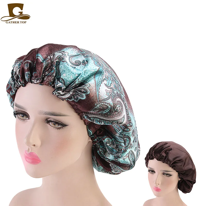 Женский двухслойный шелковистый DU-RAG, покрытие для волос, аксессуары, волнистые шапки, тряпки, цветочный чепчик, для салона, шапка, тюрбан, Durag doo rag, головной убор