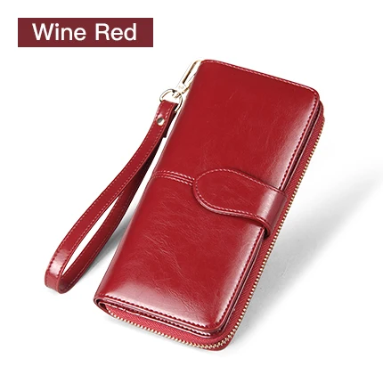 SENDEFN, брендовый кожаный женский кошелек, Женский кошелек, длинный женский клатч, сумка для денег, на молнии, кошелек для монет, Carteira Feminina 8002-69 - Цвет: Wine Red